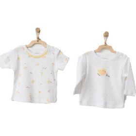 Andywawa AC21577 3 6 Ay Kız Bebek Civciv Desenli Beyaz Tshirt