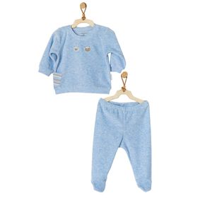 Andywawa AC22316REP Erkek Bebek Mavi Kadife Alt Üst Takım