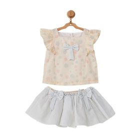 Andywawa Ac22755 Soft Trend Skırt Blouse 2'li Mint Bebek Takım