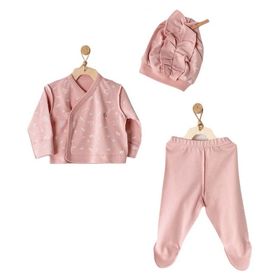Andywawa AC23068 Pembe 3'lü Kız Bebek Hastane Çıkış Seti