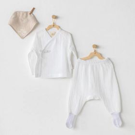 Andywawa AC23721 Baby Home Müslin Bej 3'lü Zıbın Takım