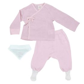 Andywawa AC23721 Baby Home Müslin Pembe 3'lü Zıbın Takım