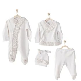 Andywawa AC24264 Chic Girl Ekru 4 Parça Bebek Hastane Çıkışı
