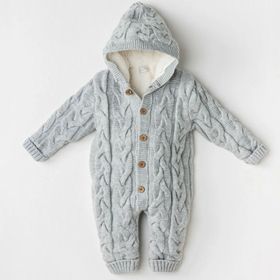 Andywawa AC24336 Knitwear Triko Kozmonot Grey Melange Bebek Tulumu