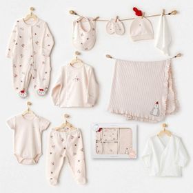 Andywawa AC25341 Newborn Penguin Ekru 10 Parça Bebek Hastane Çıkışı