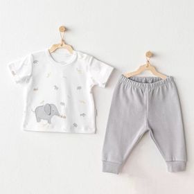 Andywawa AC8106 Gri Melanj 6-9 Ay Penguin Boys 2'li Bebek Takımı