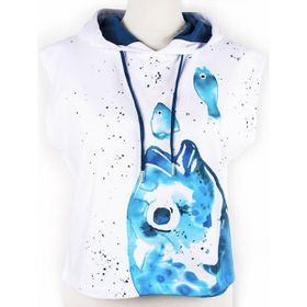 Anemoss Çipura Kolsuz Kapüşonlu Beyaz Kadın Sweatshirt
