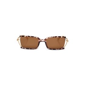 Angel Eyes AE0041C5B Leopar Çerçeve Kahverengi Cam Metal Gold Saplı Dikdörtgen Kadın Güneş Gözlüğü