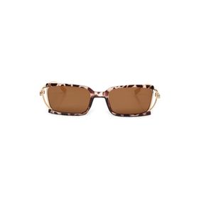 Angel Eyes AE0041C5B Leopar Çerçeve Kahverengi Cam Metal Gold Saplı Dikdörtgen Kadın Güneş Gözlüğü