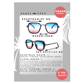 Angel Eyes AE2033C6B4744 Dikdörtgen Siyah Unisex Güneş Gözlüğü