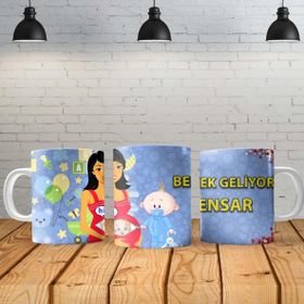 Angel Of Life Bebek Geliyor - Erkek Kişiye Özel Baskılı Yeni Tasarım Sihirli Kupa Bardak
