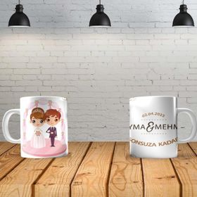 Angel Of Life Düğün 3 Kişiye Özel Baskılı Yeni Tasarım Kupa Bardak