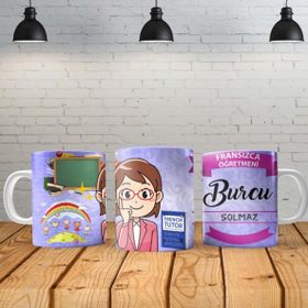 Angel Of Life Fransızca Öğretmeni Kişiye Özel Baskılı Yeni Tasarım Sihirli Kupa Bardak