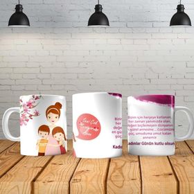 Angel Of Life Kadınlar Günü 5 Kişiye Özel Baskılı Yeni Tasarım Sihirli Kupa Bardak