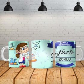 Angel Of Life Kimya Öğretmeni Kadın Kişiye Özel Baskılı Yeni Tasarım Sihirli Kupa Bardak