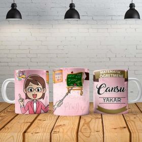 Angel Of Life Matematik Öğretmeni Kadın Kişiye Özel Baskılı Yeni Tasarım Sihirli Kupa Bardak