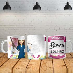 Angel Of Life Mimar Kadın Kişiye Özel Baskılı Yeni Tasarım Sihirli Kupa Bardak