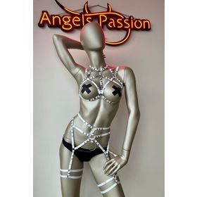 Angels Passion Beyaz Elastik Fantazi Jartiyer Harness
