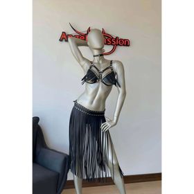 Angels Passion Püsküllü Etek ve Püsküllü Sütyen Harness Takım