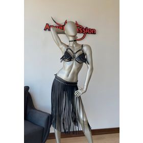 Angels Passion Püsküllü Etek ve Püsküllü Sütyen Harness Takım