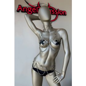Angels Passion Şeffaf Zincirli Şık Harness Takım