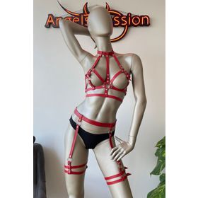 Angels Passion Seksi Kırmızı Deri Fantazi Giyim