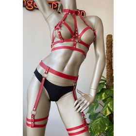 Angels Passion Seksi Kırmızı Deri Fantazi Giyim