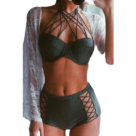 Angelsin Haki Yeşil 38 Yüksek Bel Bikini Takımı