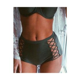 Angelsin Haki Yeşil Yüksek Bel Bikini Alt