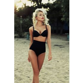 Angelsin Swimwear Siyah Yüksek Bel Kaplı Bikini