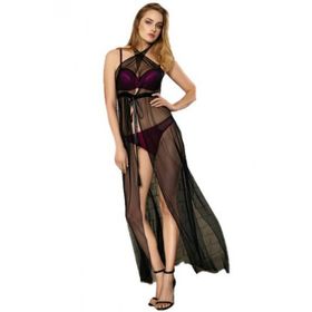 Anıl MAN5717 Mor Sütyen Gecelik String Takım