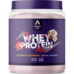 Animal Joy Whey 400 gr 16 Servis Hindistan Cevizi ve Çilek Aromalı Protein Tozu
