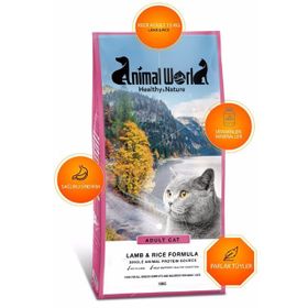 Animal World 15 kg Kuzu Etli ve Pirinçli Yetişkin Kedi Maması