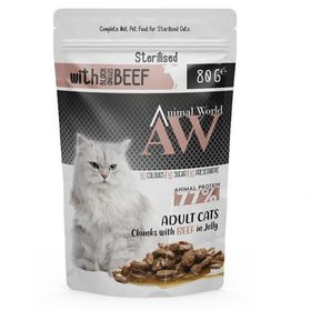 Animal World 80 gr Biftekli Kısır Kedi Konservesi
