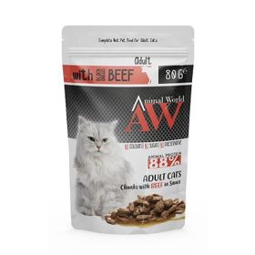 Animal World 80 gr Soslu Sığır Etli Yetişkin Kedi Konservesi