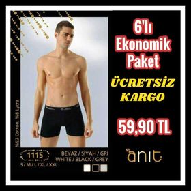Anıt 1115 Kısa Paça Siyah Boxer