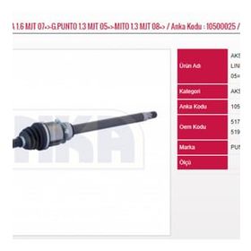 Anka 10500025 Euro IV Fiat Linea 1.6 Mjt 07 Grande Punto 1.3 Mjt 05 Mito 1.3 Laleli Komple Sağ Aks