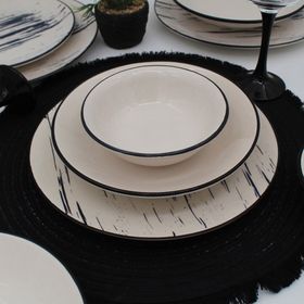 Anka Desenli Siyah 24 Parça 6 Kişilik Yemek Takımı