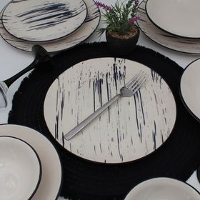Anka Desenli Siyah 24 Parça 6 Kişilik Yemek Takımı