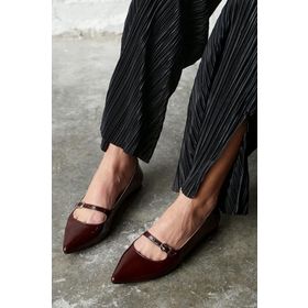 Anka Trendy 2 cm Kısa Alçak Topuk Çok Rahat Bordo Kadın Babet