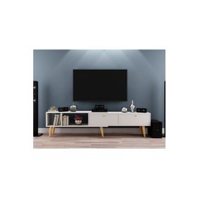 Ankara Mobilya Evo Ahşap Ayaklı 210 cm Beyaz Tv Ünitesi