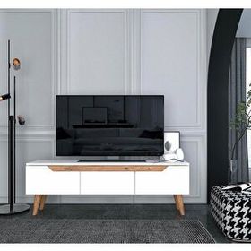 Ankara Mobilya Mana Ahşap Ayaklı 160 cm Beyaz Tv Ünitesi