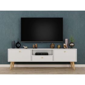 Ankara Mobilya Penta Ahşap Ayaklı 160 cm Beyaz Tv Sehpası