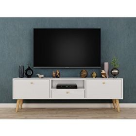 Ankara Mobilya Penta Ahşap Ayaklı 160 cm Beyaz Tv Sehpası