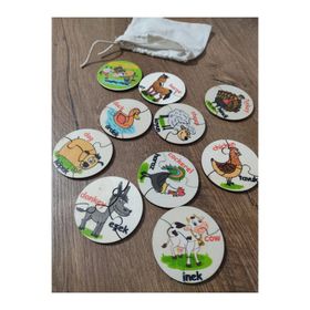 Ankebut Türkçe İngilizce Çiftlik Hayvanları Ahşap Renkli 27 Parça Puzzle