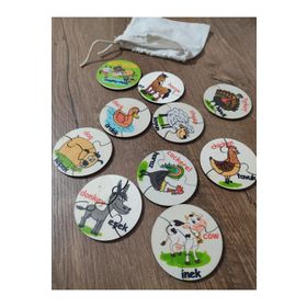 Ankebut Türkçe İngilizce Çiftlik Hayvanları Ahşap Renkli 27 Parça Puzzle