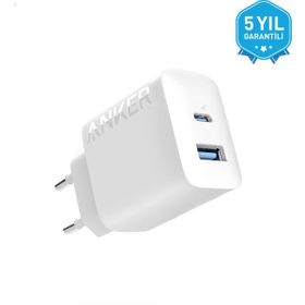 Anker A2348 Beyaz 20W USB-C + USB-A Çift Portlu Şarj Cihazı