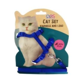 ANS 1065782-MV Dokuma Mavi Standart Kedi Göğüs Bel Tasması