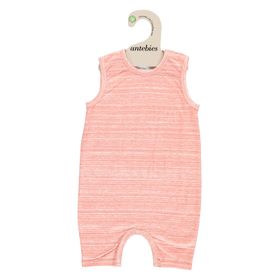 Antebies Organik Baskılı Pembe Kolsuz Kısa Kız Bebek Tulum