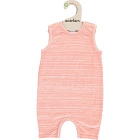Antebies Organik Baskılı Pembe Kolsuz Kısa Kız Bebek Tulum